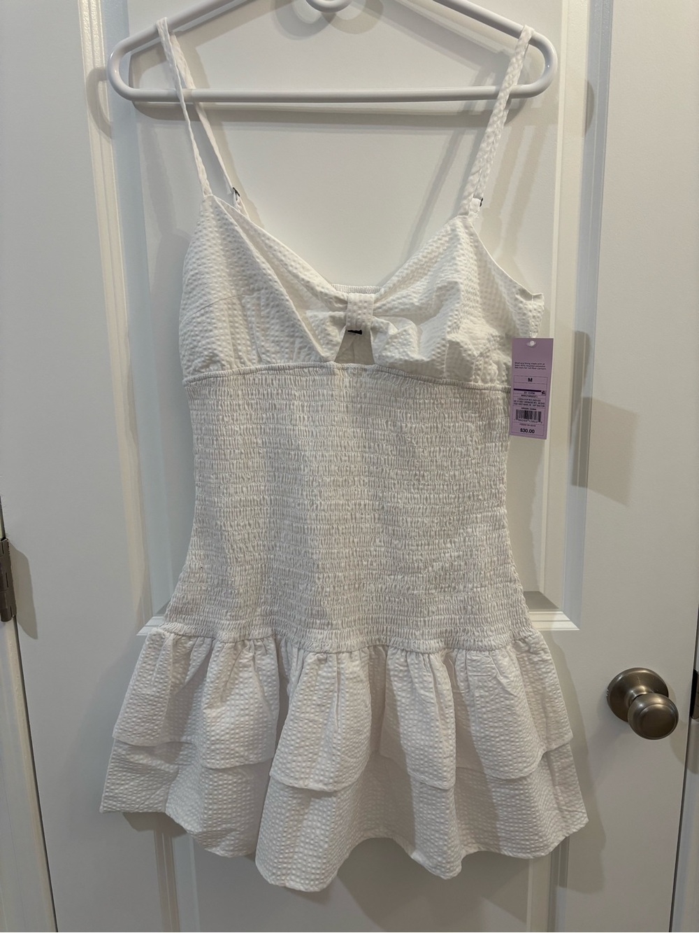 Women's Game Day Smocked Mini Skater Dress - Wild Fable - White - M - NWT